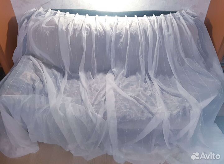 Красивый белый тюль в полоску