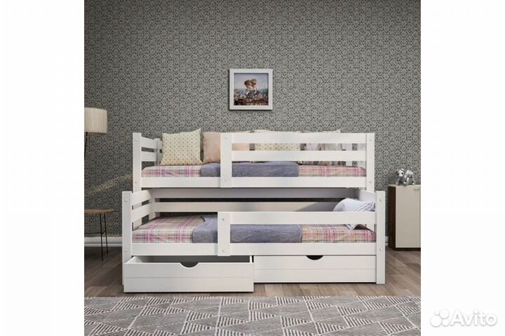 Детская кровать домик из березы для 2-х детей