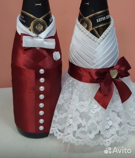 Украшение на свадебные бутылки, одежда