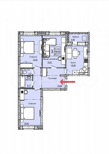 3-к. квартира, 80,2 м², 2/16 эт.