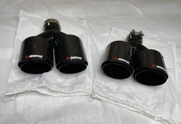 Насадки 101мм Акрапович Black carbon BMW глушителя