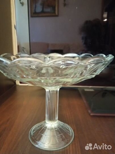 Ваза на ножке старое стекло штамп СССР