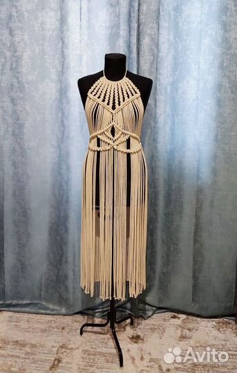 Платье пляжное, туника макраме