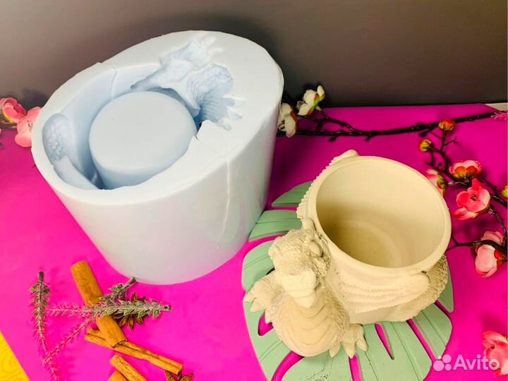 Силиконовая форма молд кашпо ваза горыныч