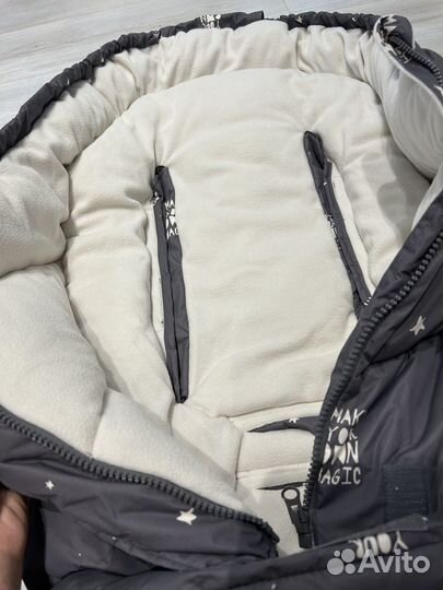 Зимний конверт в коляску leokid с варежками