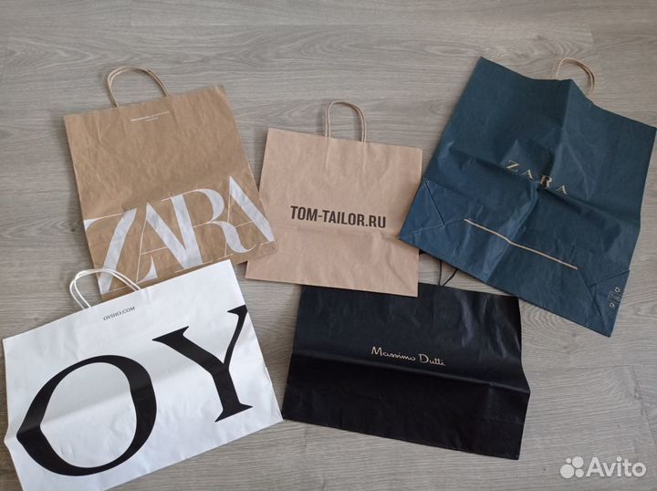 Пакеты Massimo Dutti, Reebok, Zara, WomenSecret