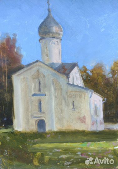 Картина: Церковь, картон/масло