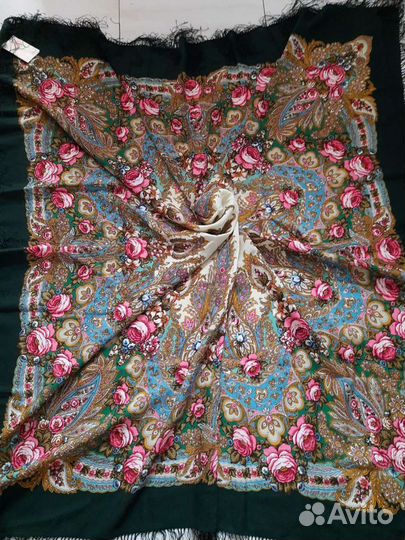 Павлопосадский платок новый шерсть 100