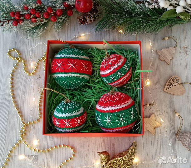 Набор елочных шаров ручной работы