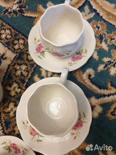 4 чайные пары с чайником