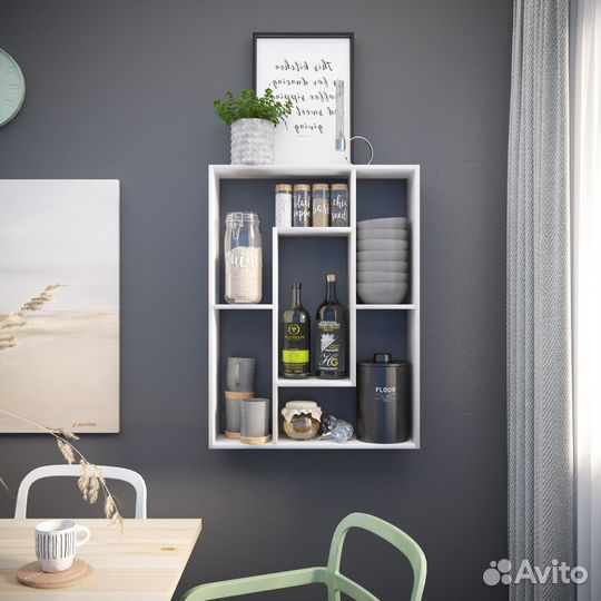 Полка настенная Oxford, 105х21х78см, белая