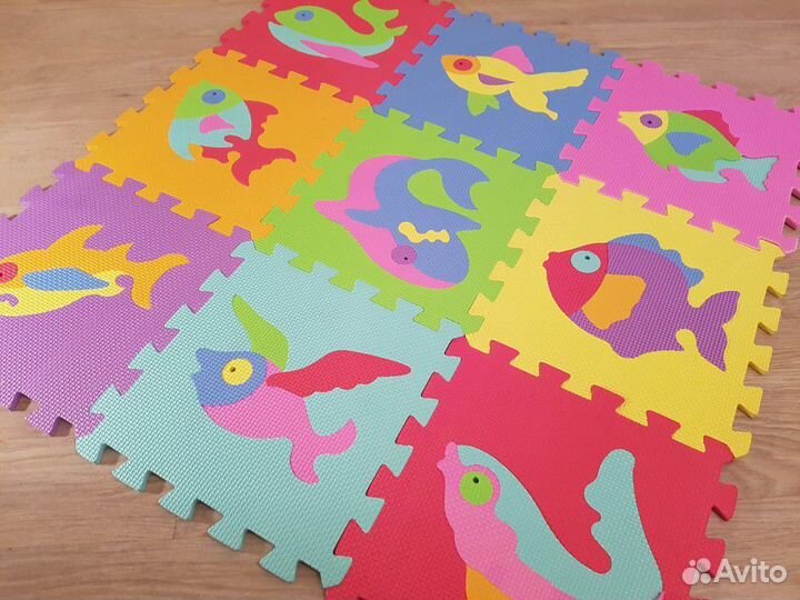 Детский коврик пазл Морские животные 90х90 см