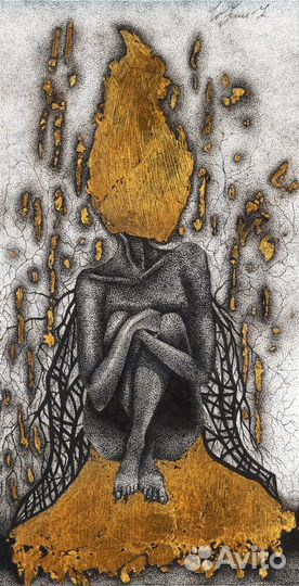 Картина графика «Горящая голова»