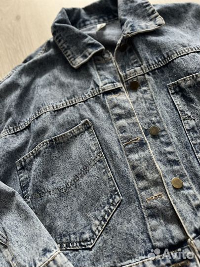 Джинсовая куртка оверсайз укороченная