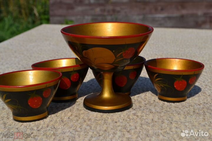 Набор деревянной посуды СССР Хохлома Винтаж