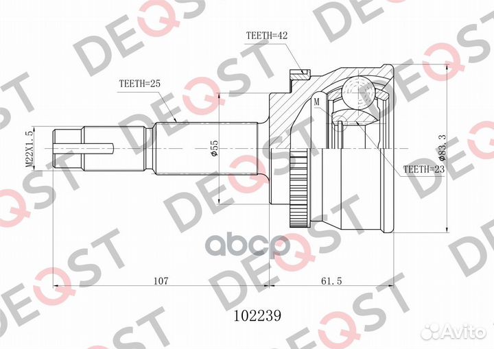 ШРУС nissan almera N15 95- 00 наружний (ABS) 10