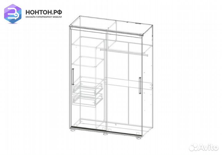 Шкаф-купе Комфорт-12 Прайм с прямоугольными зеркал