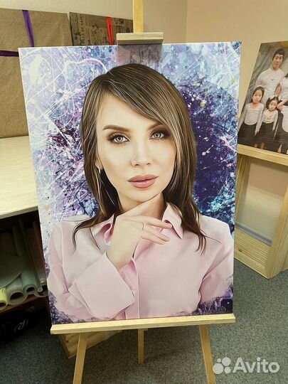 Портрет по фото на заказ,печать на холсте