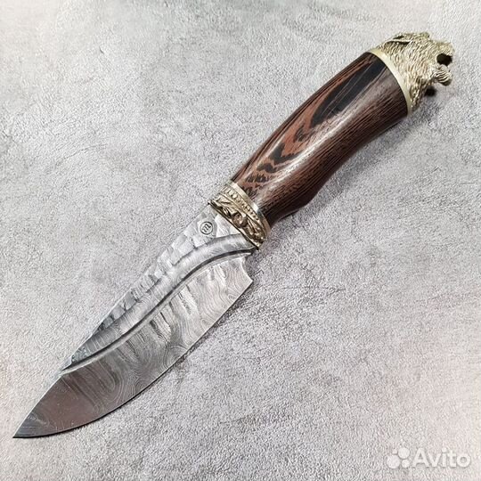 Нож Хищник с гол. Волка ст.Дамасск г.Павлово (Н)