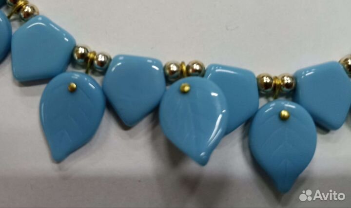 Бусы и серьги цветочки стекло Чехословакия