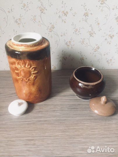 Керамика СССР : подсвечник, самовар, банка