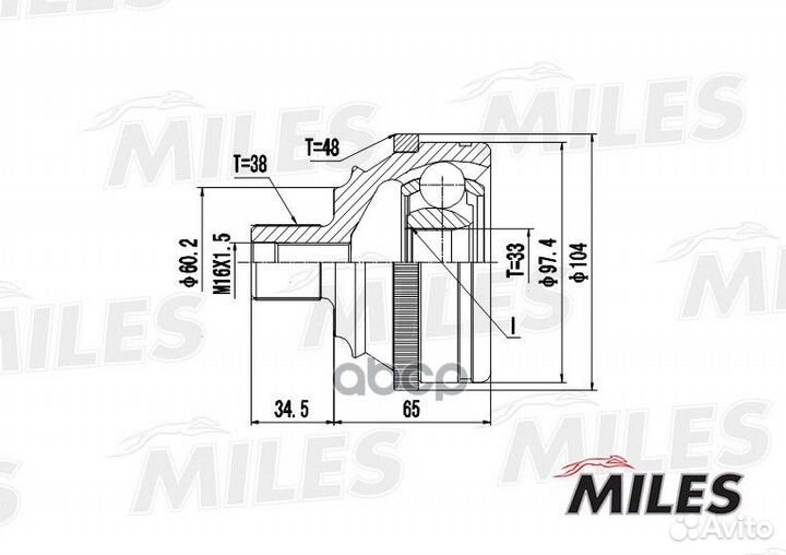 ШРУС VW transporter IV 1.8-2.5 90-03 нар. +ABS