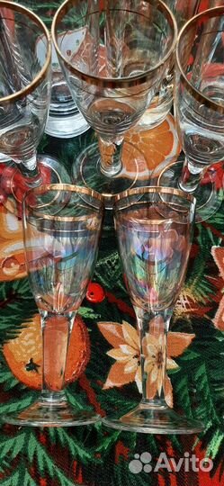 Стаканы 6шт и рюмки 5шт с перламутровым напылением