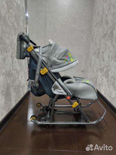 Детские санки коляска с колесами