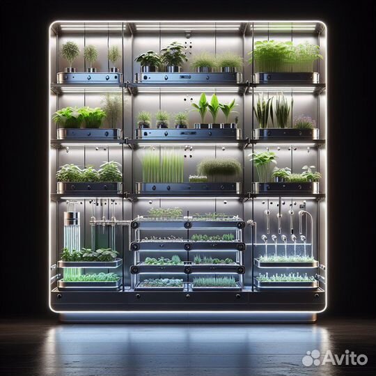 Автоматический гидропонный стеллаж для микрозелени