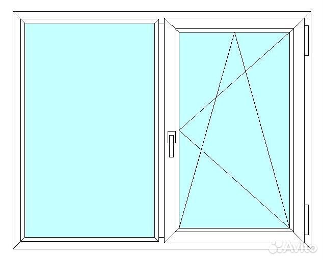 Окно veka WHS60, 2 ств., 2-кам. с/п, 1300x1500