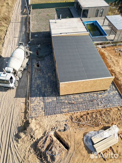 Отмостка вокруг дома,заливка площадок