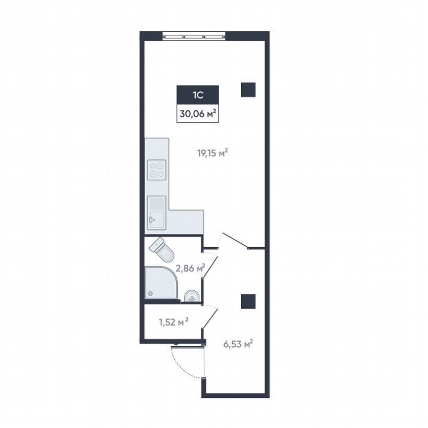 Квартира-студия, 29,7 м², 1/18 эт.