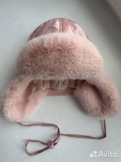 Шапка ушанка с мехом для девочки 50 р