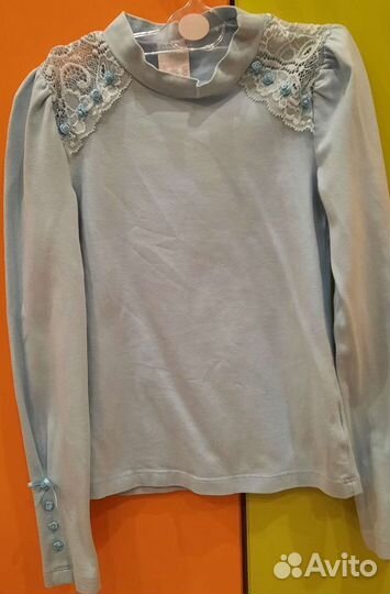 Блузка школьная голубая