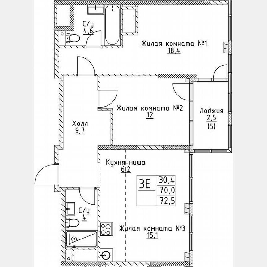 2-к. квартира, 70 м², 17/19 эт.