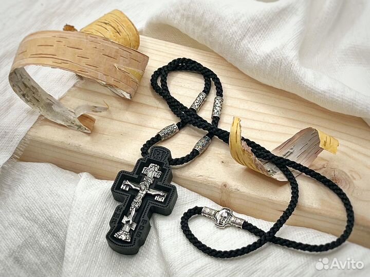 Николай Чудотворец крест дерево с серебром