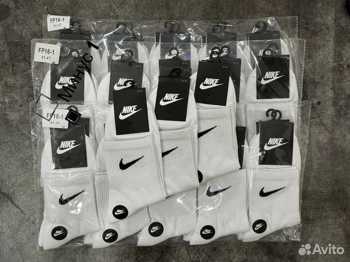 Носки Nike белые 10 пар высокие