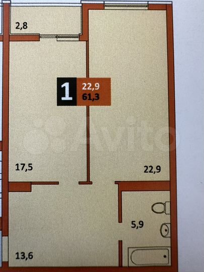 1-к. квартира, 63 м², 8/14 эт.