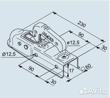 Замковое устройство прицепа # 60 750/75 кг ак 7 V