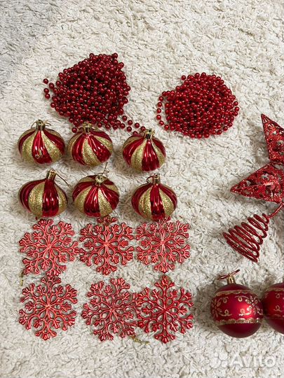 Новогодние украшения на елку красные б/у