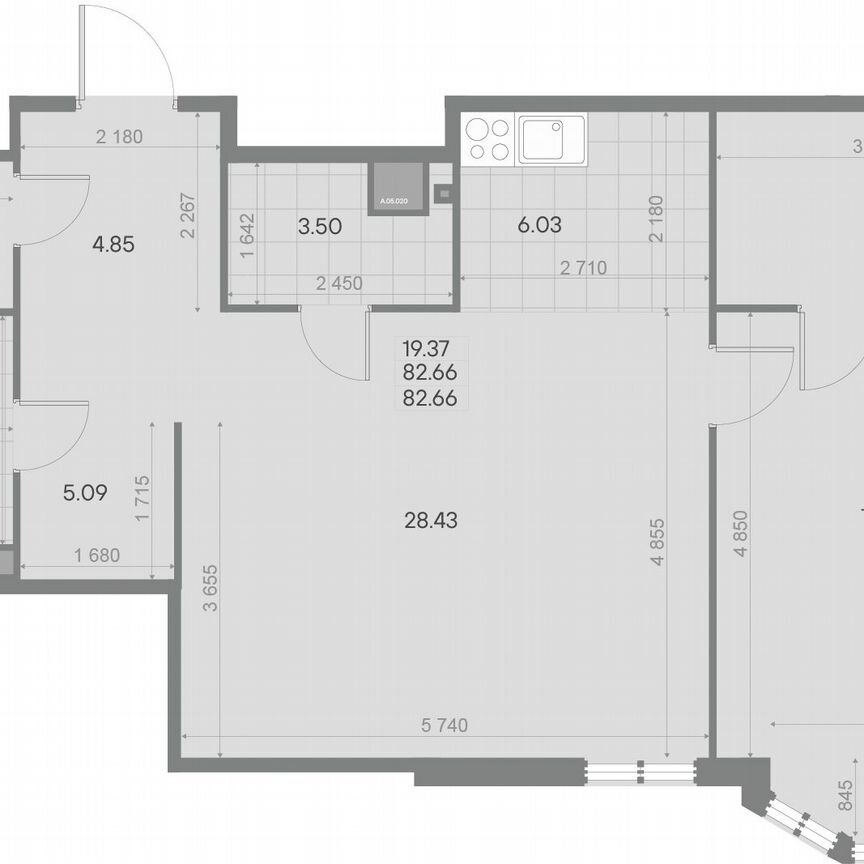 1-к. квартира, 81,2 м², 5/7 эт.