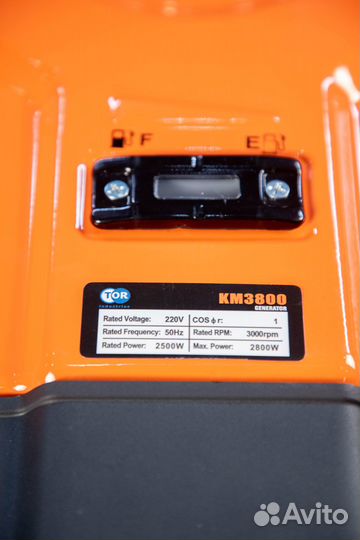 Генератор бензиновый TOR KM3800H 2,5 кВт 220В 16 л