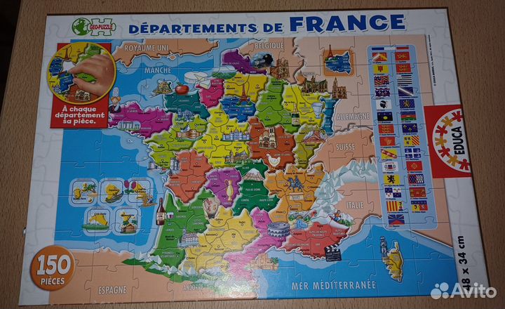 Пазл Карта Франции на французском