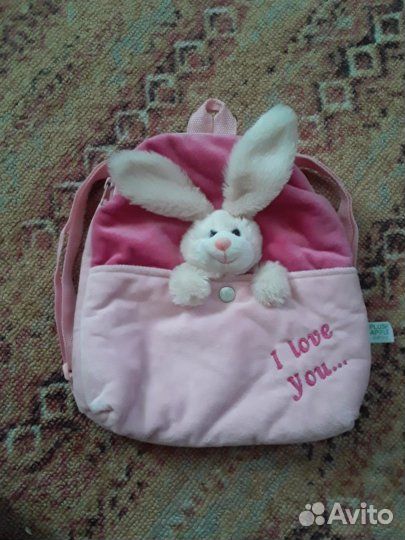 Детский плюшевый рюкзак мягкая игрушка кролик