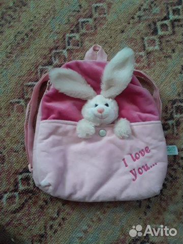 Детский плюшевый рюкзак мягкая игрушка кролик