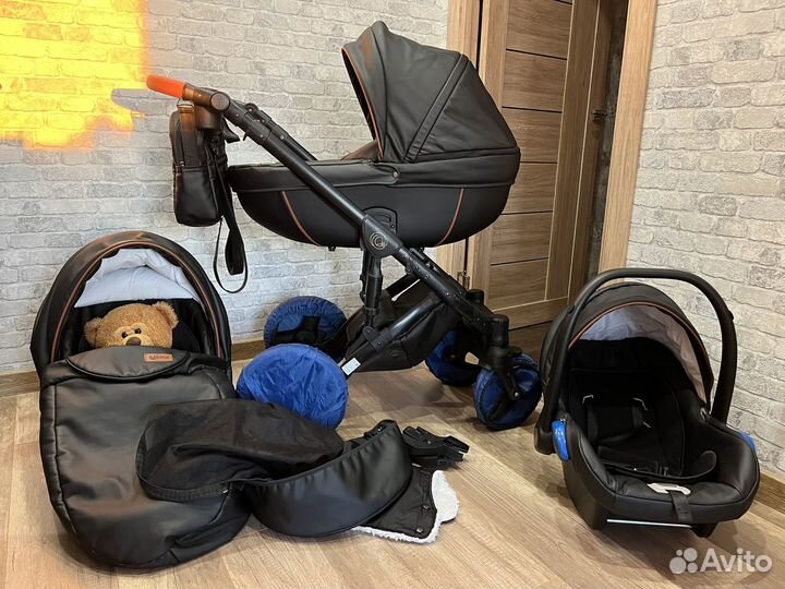 Коляска verdi orion 3 в 1 черная экокожа