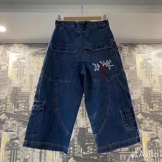 Винтажные рэп хип-хоп шорты y2k широкие джинсовые