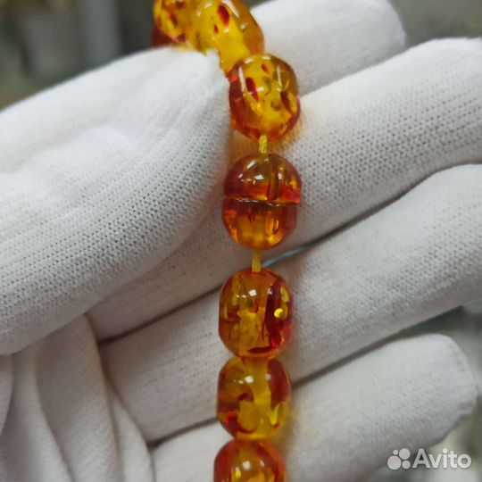 Бусы Калёный Янтарь Натуральный Камень Ретро