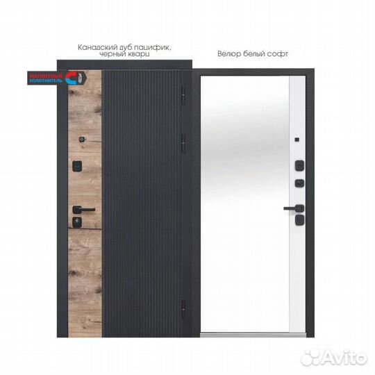 Дверь металлическая Luxor 2мдф Вертикаль Зеркало