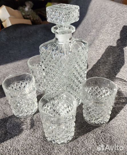 Графины с бокалами СССР Хрусталь Керамика Позолота